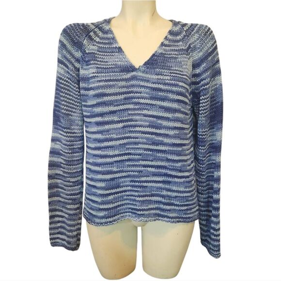 Paraphrase Vintage 90s Navy and Sky Blue Knit Sweater Size Medium - Picture 1 of 5